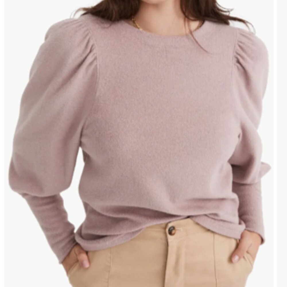 Madewell Brushed Puff-Sleeve Top Pale Thistle Size XS